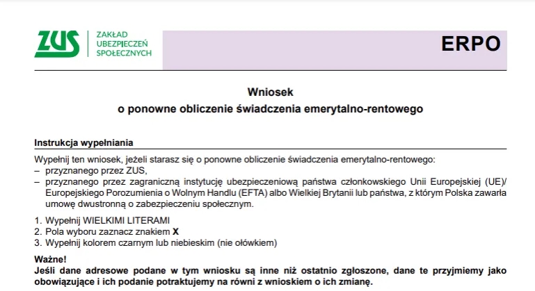 Czy wniosek o ponowne przeliczenie emerytury można złożyć elektronicznie?